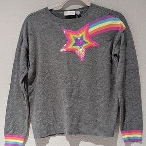 Gray Sweater with Rainbow Star Design